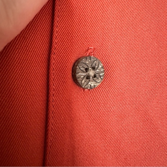 Tommy Bahama Men L 100% Silk Camp Shirt Orange Button Shirt Collared Solid Color - Picture 3 of 8